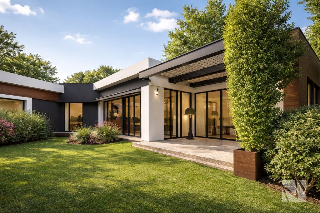 Casa contemporánea diseñada por Modulare Arquitectos en Residencial El Encanto, La Libertad, con amplios ventanales, jardines y arquitectura moderna.