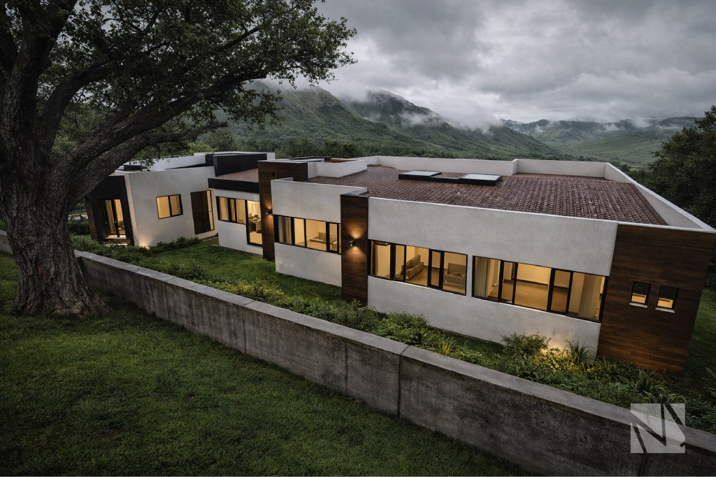 Vista general de residencia contemporánea diseñada por Modulare Arquitectos en Residencial El Encanto, La Libertad.