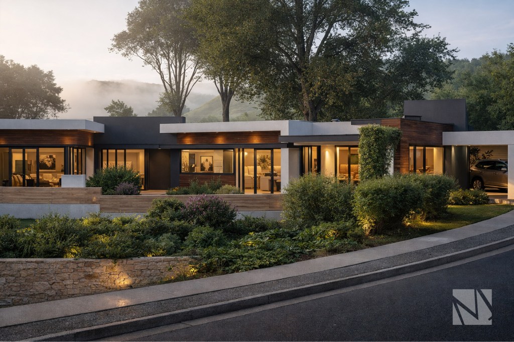 Vista general de residencia contemporánea diseñada por Modulare Arquitectos en Residencial El Encanto, La Libertad.