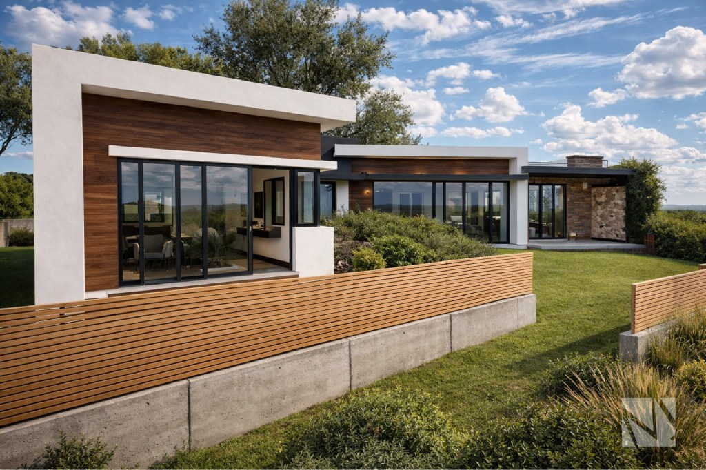 Casa contemporánea diseñada por Modulare Arquitectos en Residencial El Encanto, La Libertad, con amplios ventanales, jardines y arquitectura moderna.