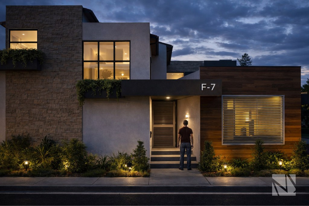 Fachada lateral de residencia remodelada en Santa Elena con muro de piedra y arquitectura contemporánea.