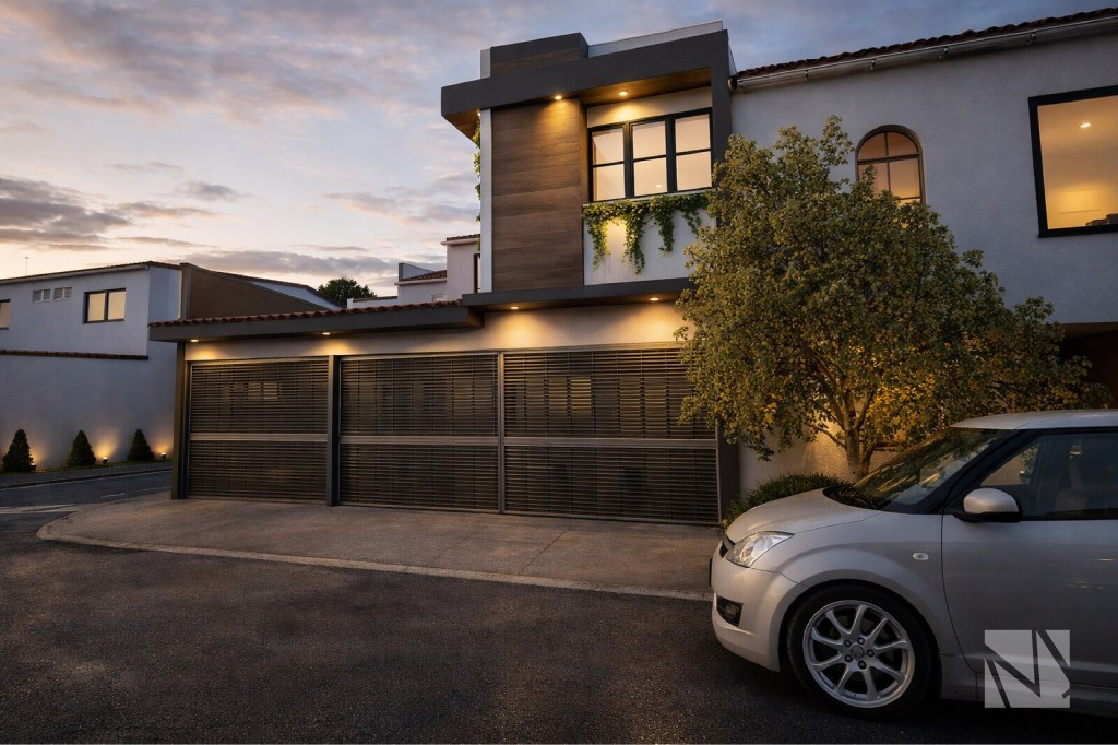 Casa residencial remodelada en Santa Elena con fachada moderna y detalles de piedra natural.