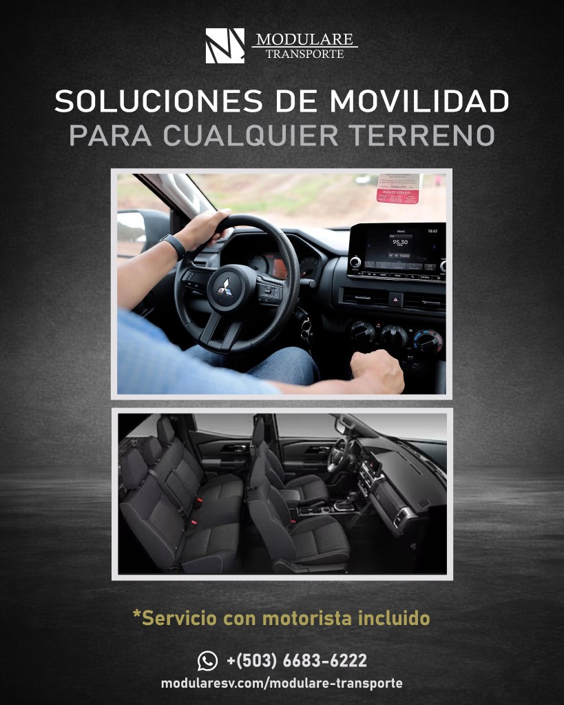 Interior de pickup Mitsubishi L200 con volante, panel de control y asientos amplios para transporte en ciudad o campo en El Salvador.
